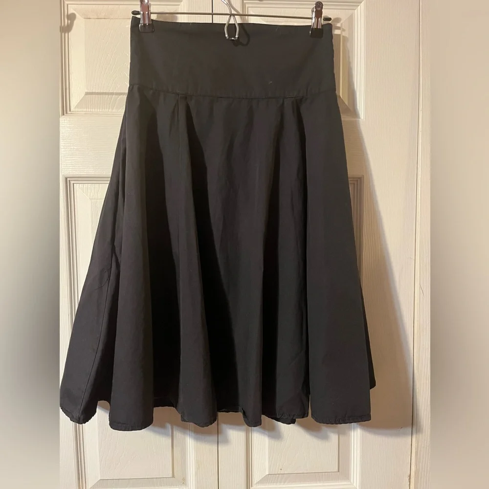 Monday Ruby Skirt High Waist Swing Circle 100% Cotton Midi Black Size Small